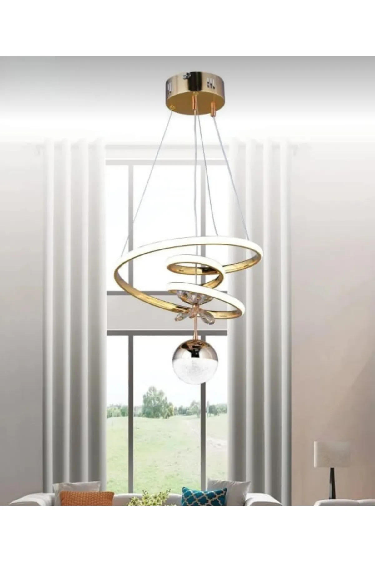 Led Avize Kaos Tek Top 3 Renk Gold